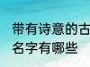 带有诗意的古风名字 带有诗意的古风名字有哪些